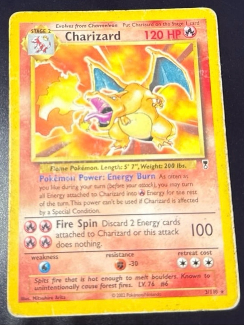 Charizard 3/110 Legendary collection set Rare Original WOTC Non-HoloFoil 2002